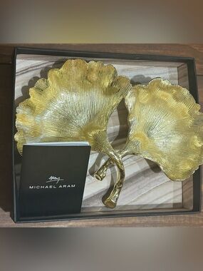 Michael Aram Gold Ginkgo Double Compartment Dish